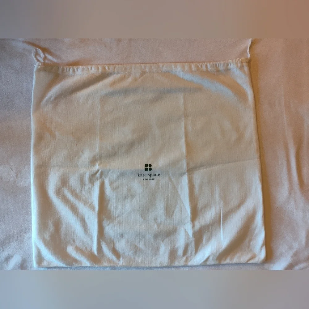 Kate Spade Large White Dust Bag 21.5x19.5 Logo Drawstring Storage Cover EUC